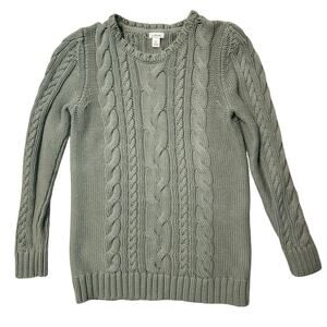 LL Bean Double L Cableknit Sweater Crewneck Sz M-tall Fisherman Cotton